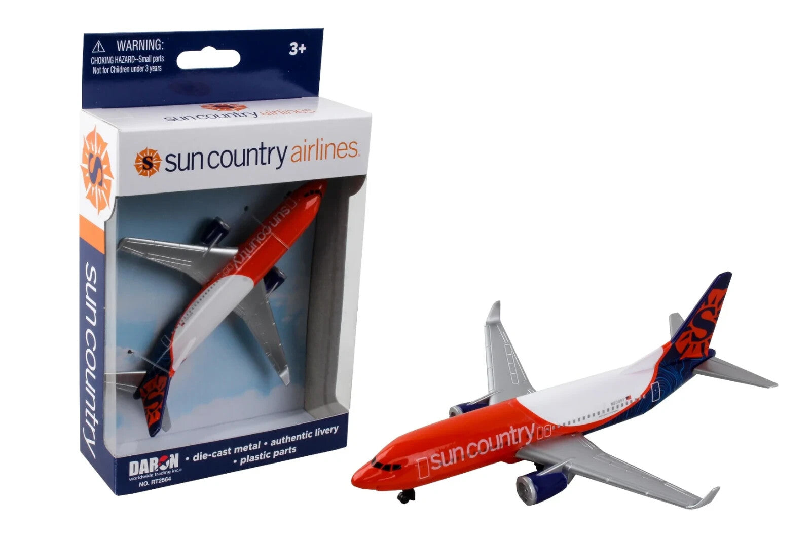 Daron RT2564 Airport Playset Single Plane: Boeing 737 Sun Country