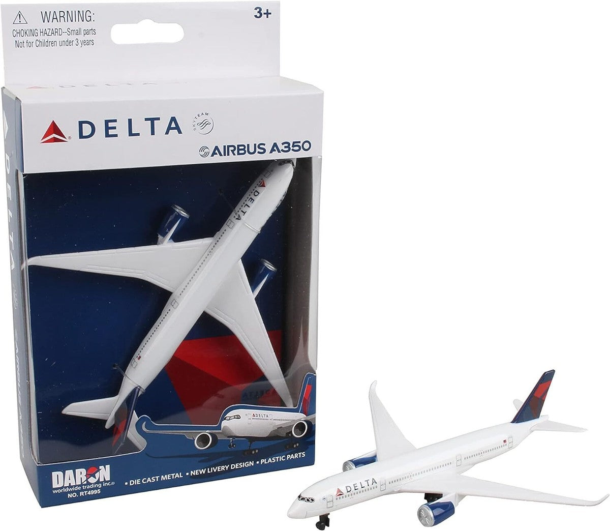 Daron RT4995 Airport Playset Single Plane: Airbus A350 Delta AIRLINES Diecast