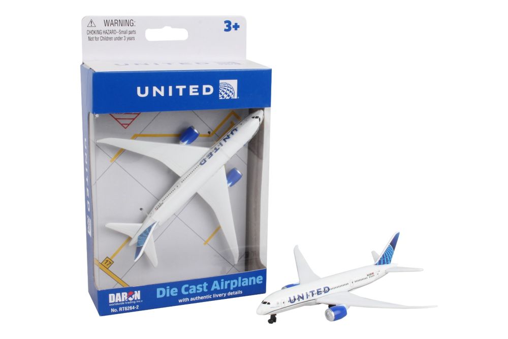 Daron RT6264-2 Airport Playset Single Plane: Boeing 787 United Airlines Diecast