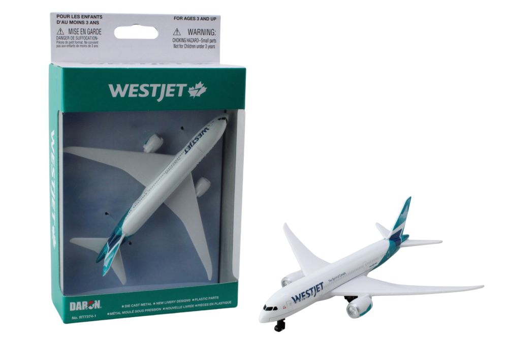 Daron RT7374 Airport Playset Single Plane: Boeing 737 WESTJET Diecast