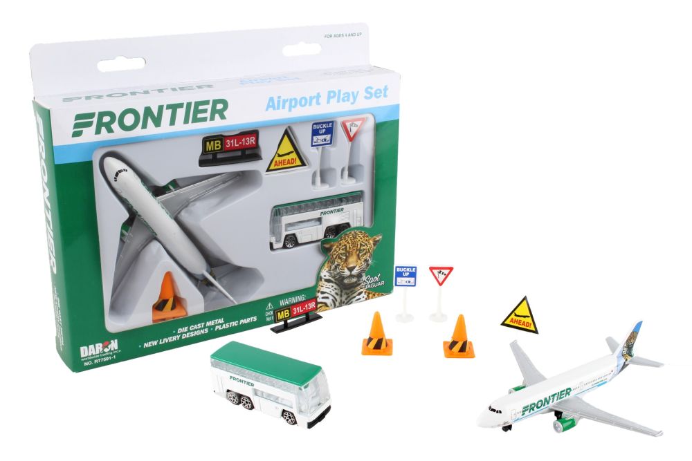 Daron RT7591-1 Diecast Airport Playset Frontier Spot the Jaguar Airbus A320